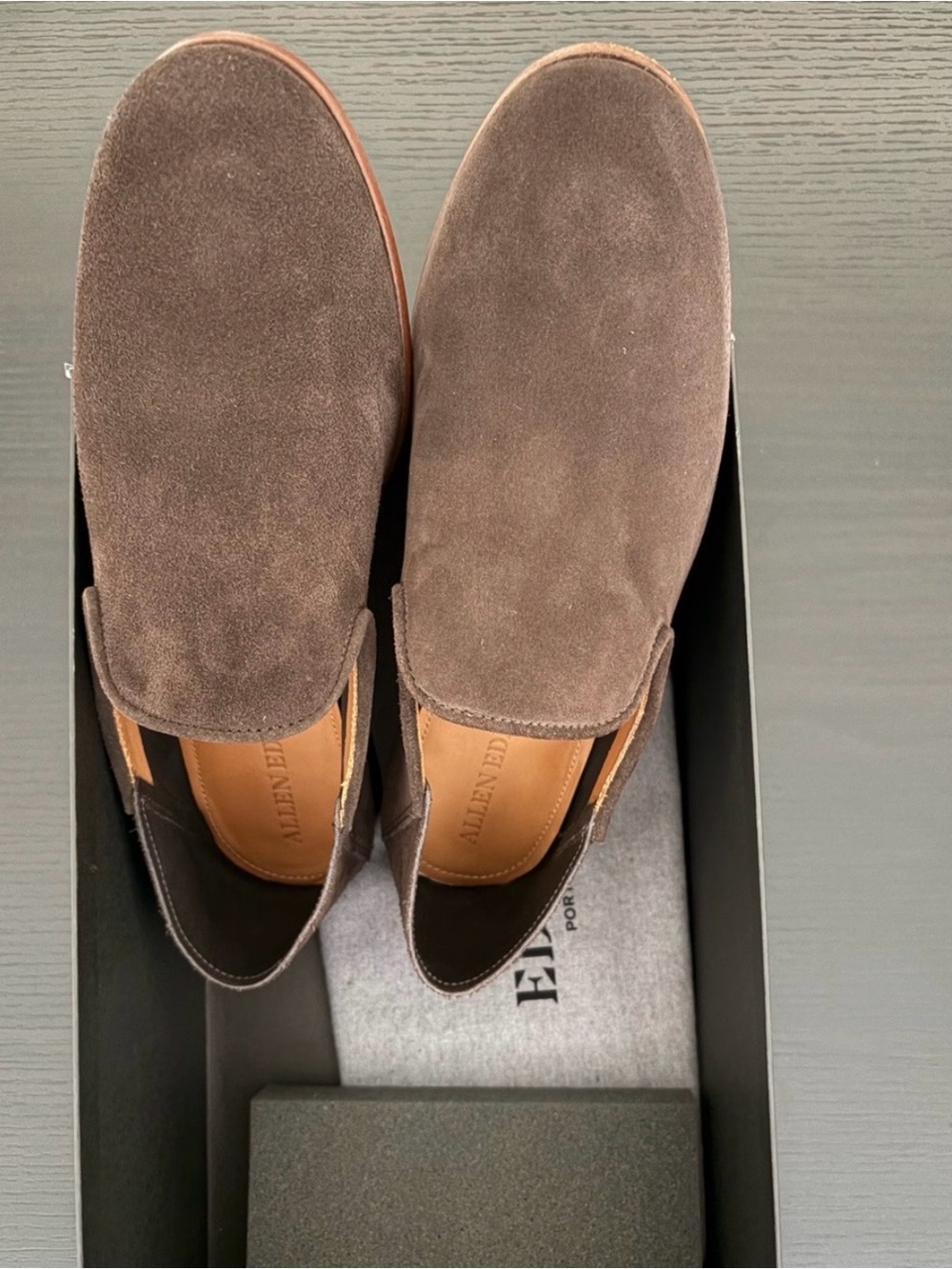 Allen Edmonds Dark Brown Suede Slip-On Loafers